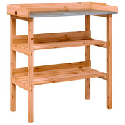 Tavolo Piante con Ripiani Marrone 78x38x,82,5cm Massello Abete CFW7148239