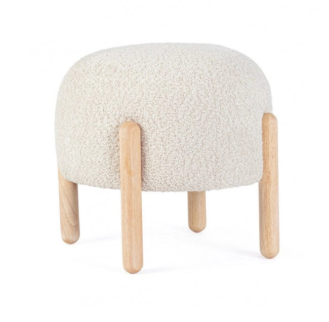 Sgabello Ø 45x38 cm Dalia in Bouclè Naturale