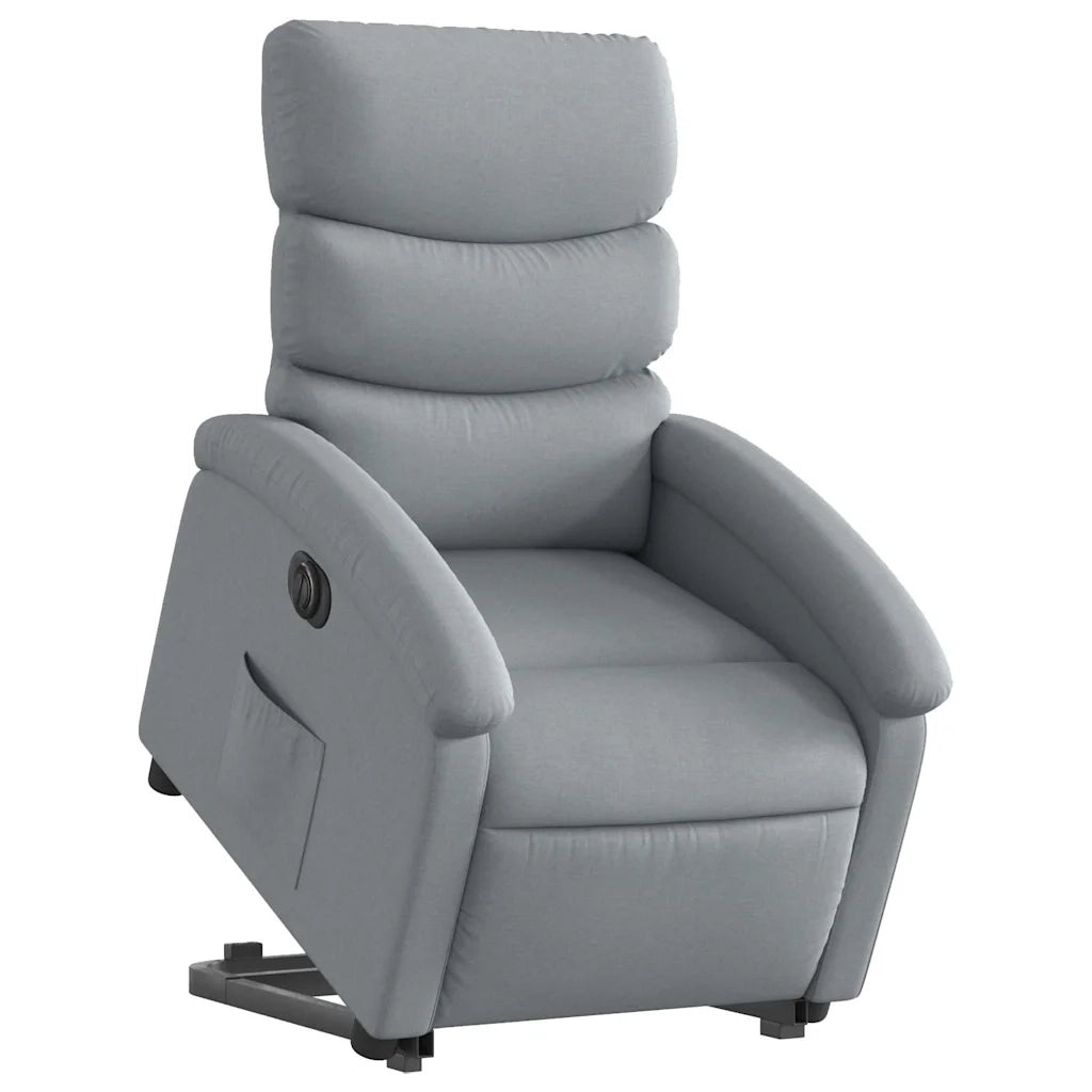 Poltrona | Sedia Relax Reclinante Alzapersona Elettrica Grigio Chiaro Tessuto