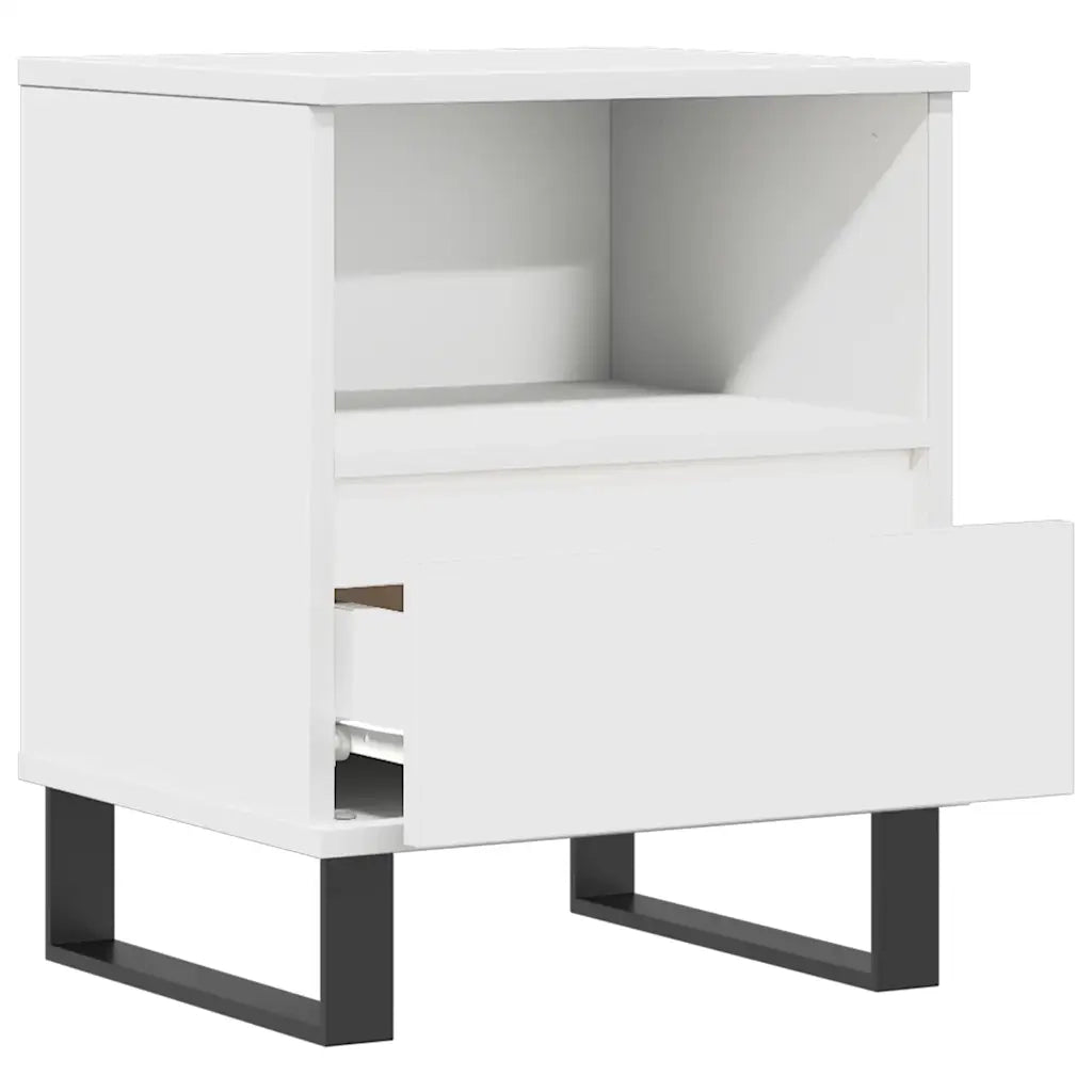 Set di 2 Comodini | Armadio da Notte | Mobiletto da notte Bianchi 40x35x50 cm in Legno Multistrato