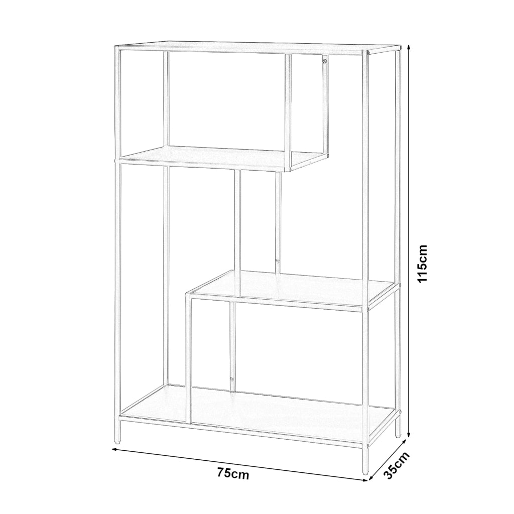 Libreria in acciaio a 4 ripiani 115 x 75 x 35 cm bianco opaco 03_0009006