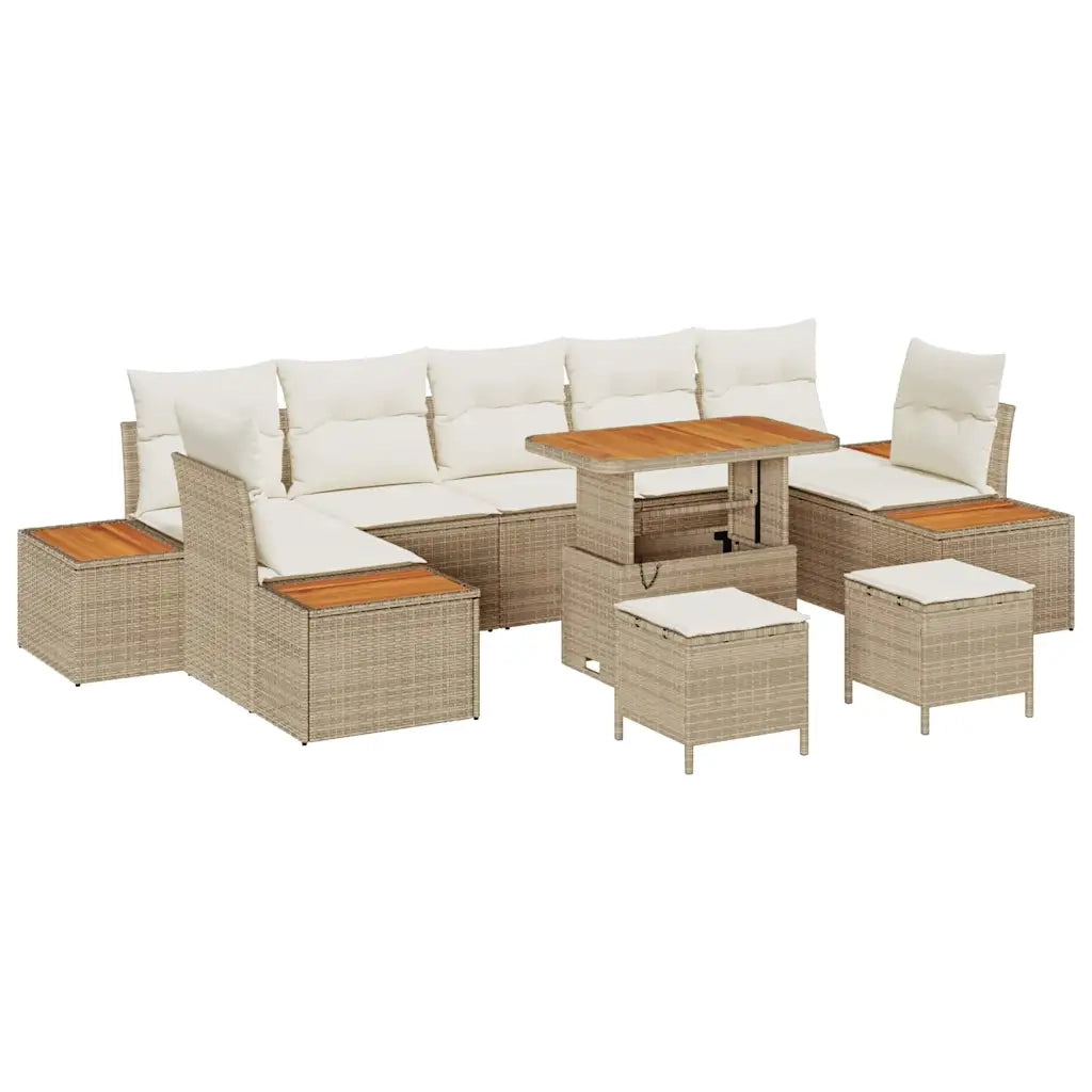 Set Divano da Giardino 10 pcs Beige polyrattan