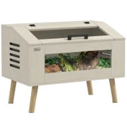 Terrario per Rettili 111L con Finestre in Vetro Temperato, Coperchio, 80 x 50 x 60 cm, Legno Naturale