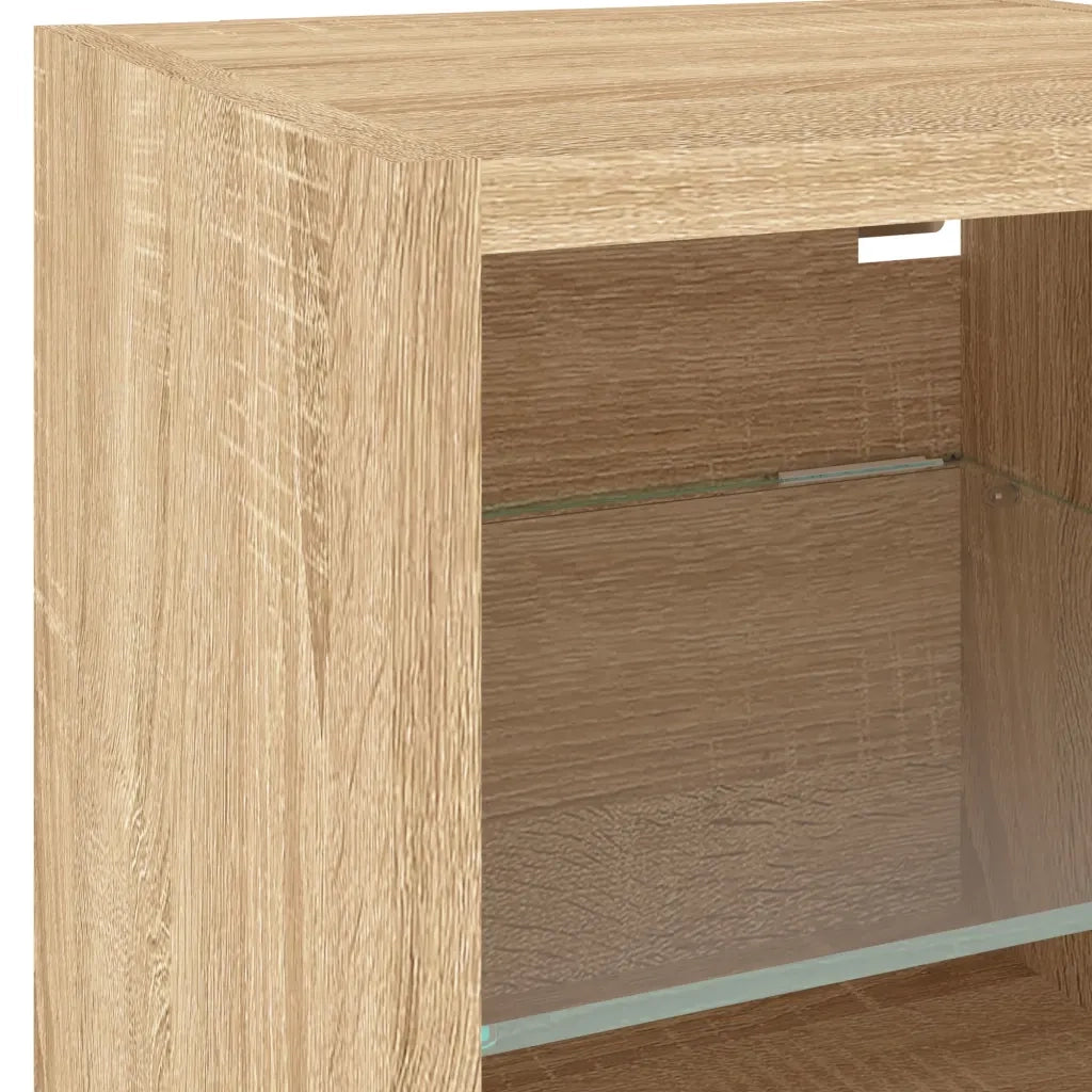 Mobili TV a Muro con LED 7pz Rovere Sonoma Legno Multistrato