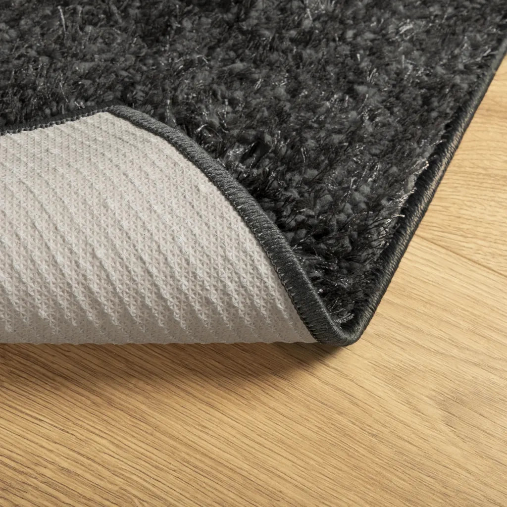 Tappeto a Pelo Lucido Lungo ISTAN Effetto Antracite 140x200 cm 375641