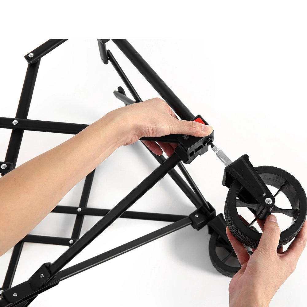 Carrello pieghevole robusto - Xylo - Nero - Ruote tutto terreno manico regolabile