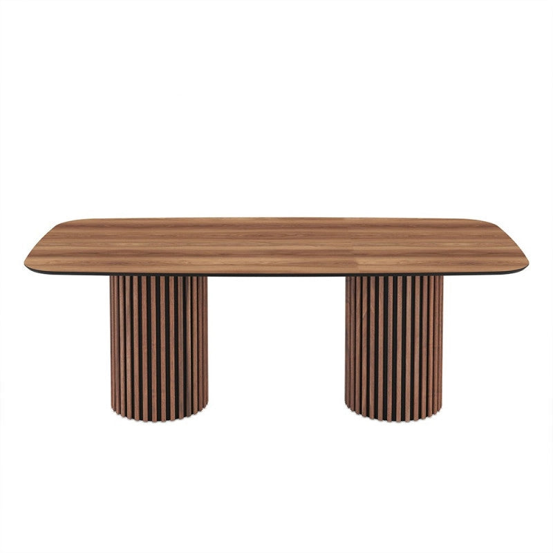 Tavolo fisso Oslo con piano noce e struttura in legno e nero
