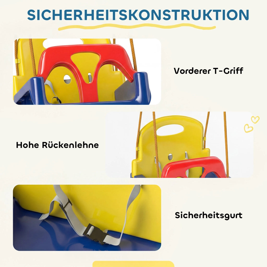 Altalena per Bambini 3 in 1 Regolabile con Schienale e Cintura di Sicurezza ¨C zephmum ¨C 9-36 Mesi, Blu Scuro