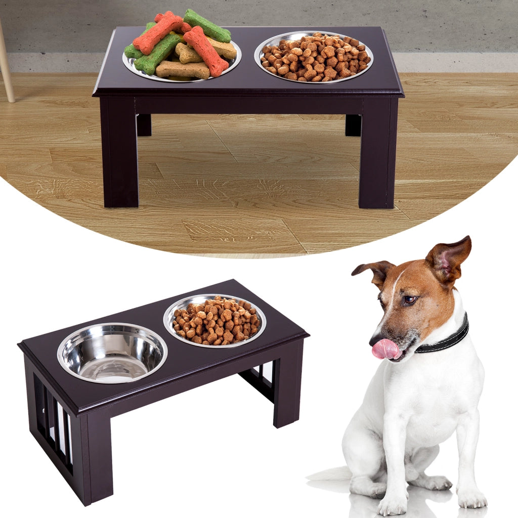 Stazione di alimentazione per cani ¨C zephmum ¨C grigio, 58.4x30.5x25.4cm, 2L