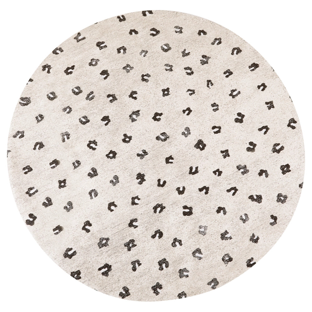 Tappeto in cotone beige chiaro 140 cm Rotondo motivo animali moderno