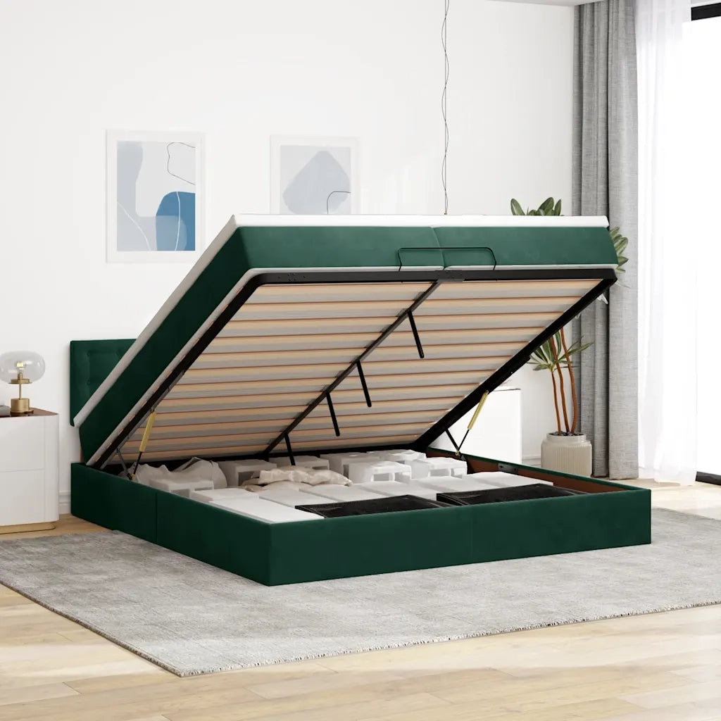 Struttura Letto Pouf con Materassi 200x200 cm Velluto 3312791
