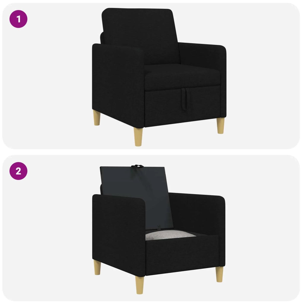 Divano con Storage Nero 72 x 78 x 87 cm Poliestere 42036865