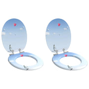 Sedile per toilette con chiusura morbida 2 pcs Blu 44 x 38 cm