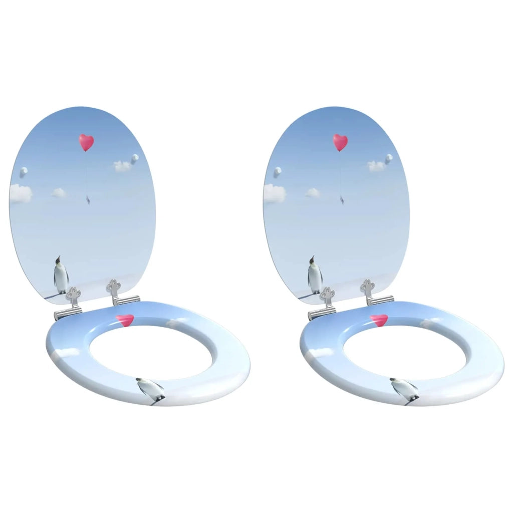 Sedile per toilette con chiusura morbida 2 pcs Blu 44 x 38 cm