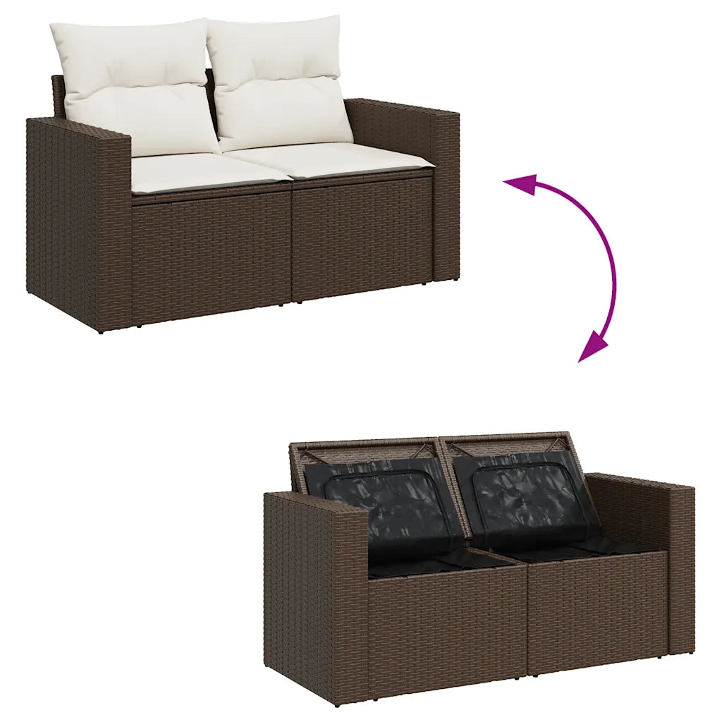 Set Divani da Giardino 9pz con Cuscini Marrone in Polyrattan 3326374