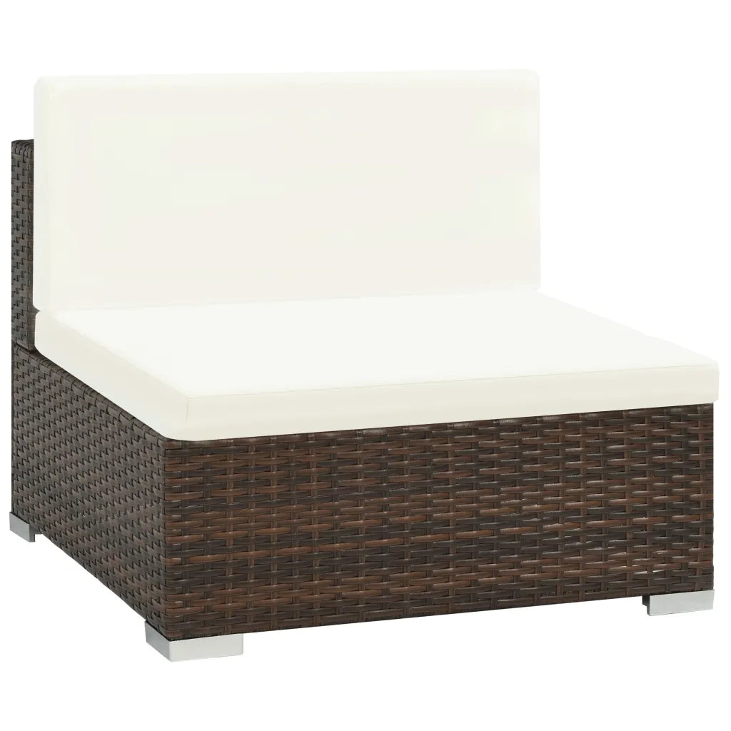 Set Divani da Giardino 7 pz con Cuscini in Polyrattan Marrone 44597