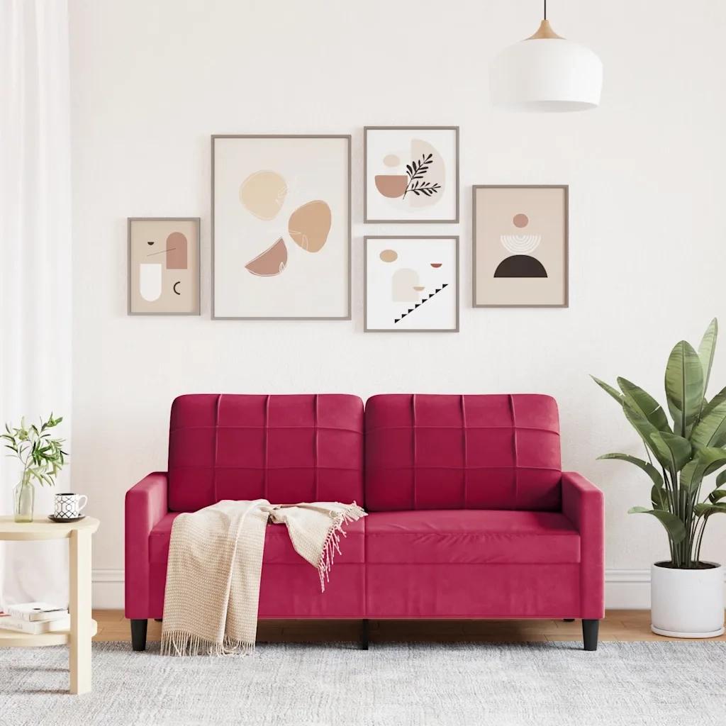vidaXL Divano a 2 Posti Rosso Vino 140 cm in Velluto