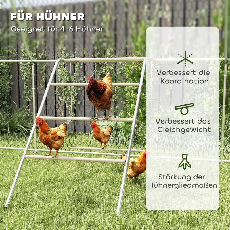 GIOCO PER GALLINE con 4 posatoi e altalena 82 x 150 x 110 cm Pino Argento
