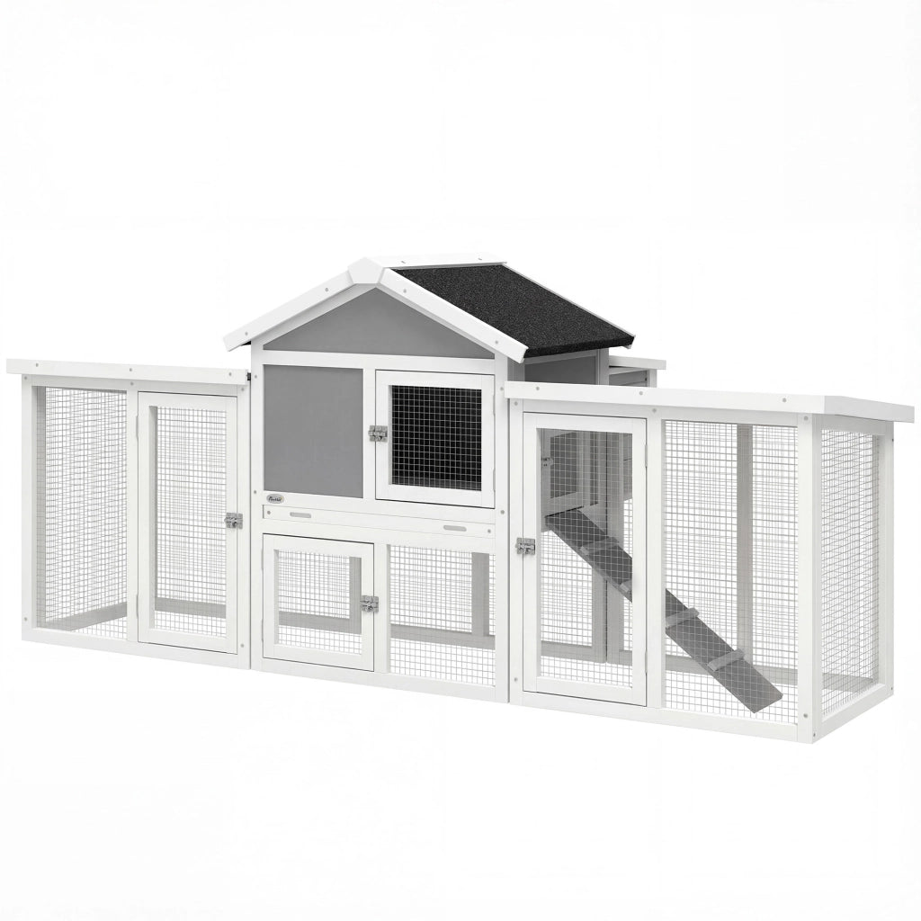 Pollaiolo per Esterno Grande in Legno con Cassetta Nido Grigio ¨C zephmum ¨C 204x85x93 cm