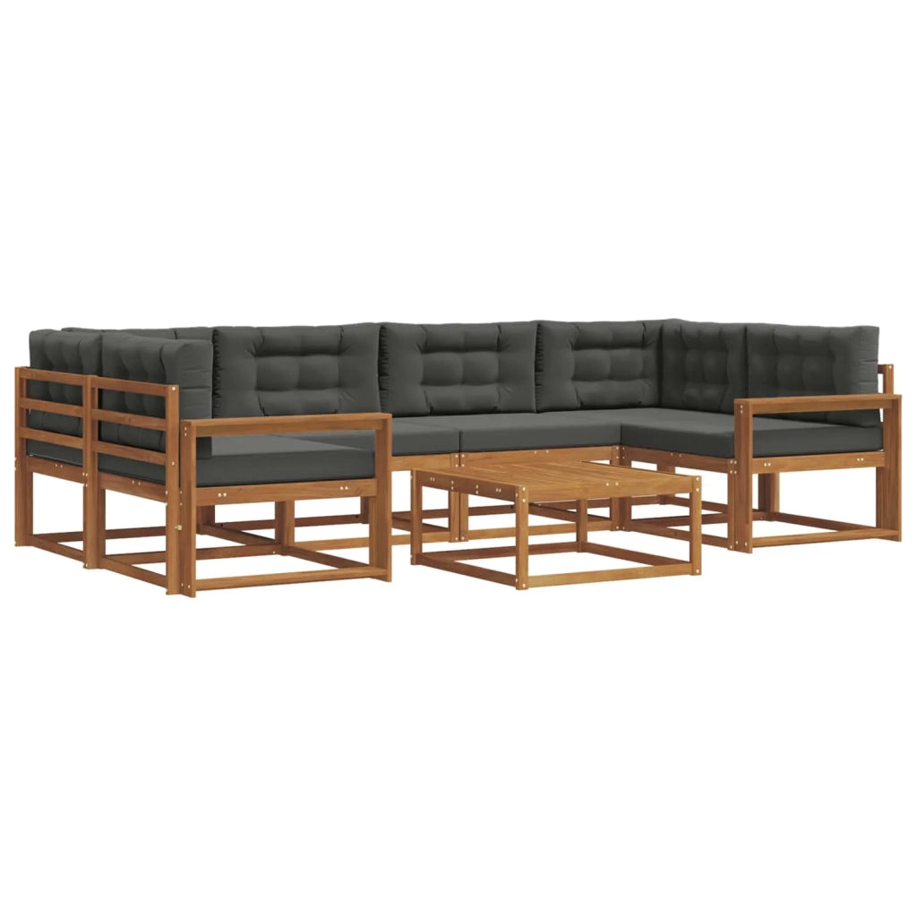 Set di divani da esterno con cuscino 7 pcs Naturale e Antracite