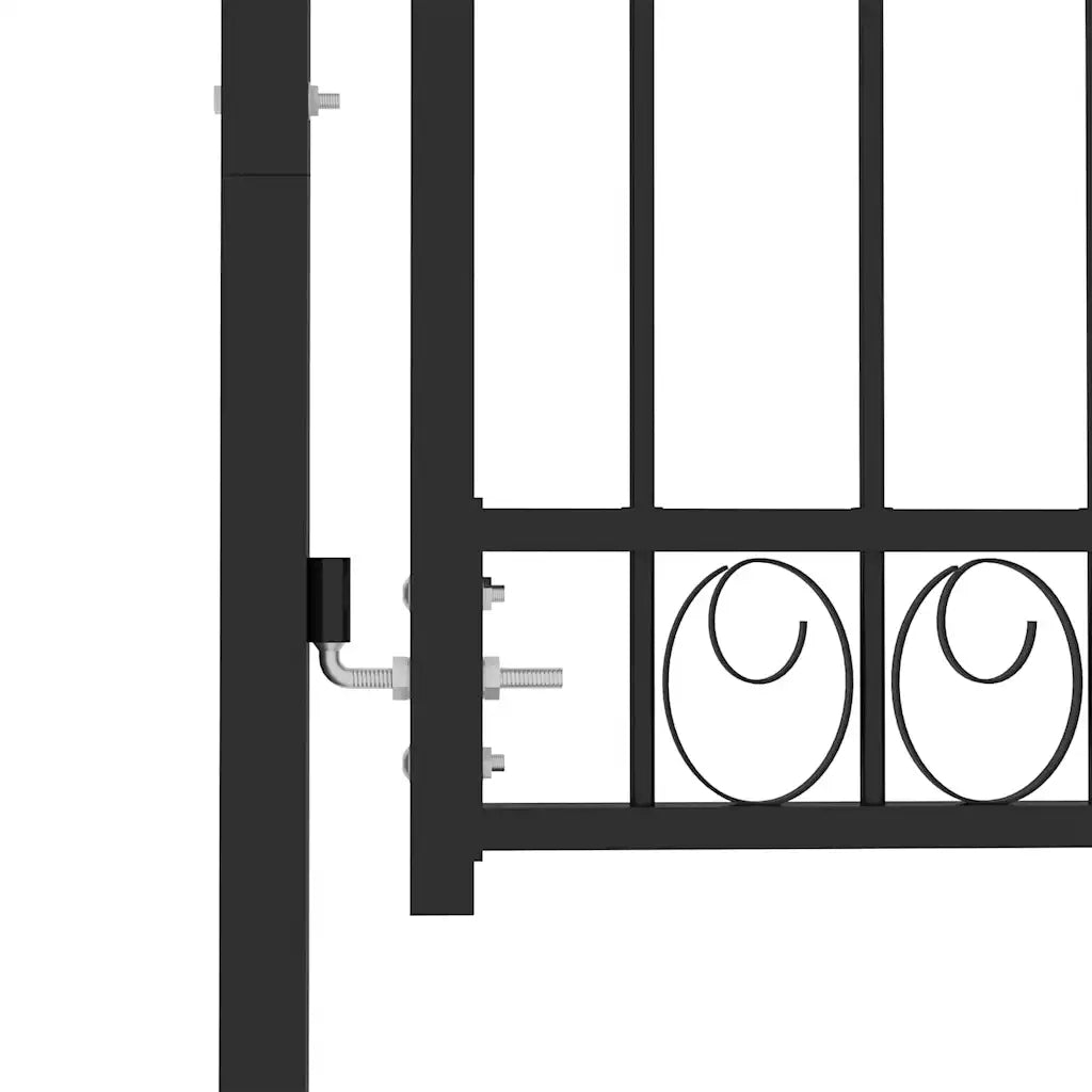 Cancello per Recinzione ad Arco in Acciaio 100x100 cm Nero 146368