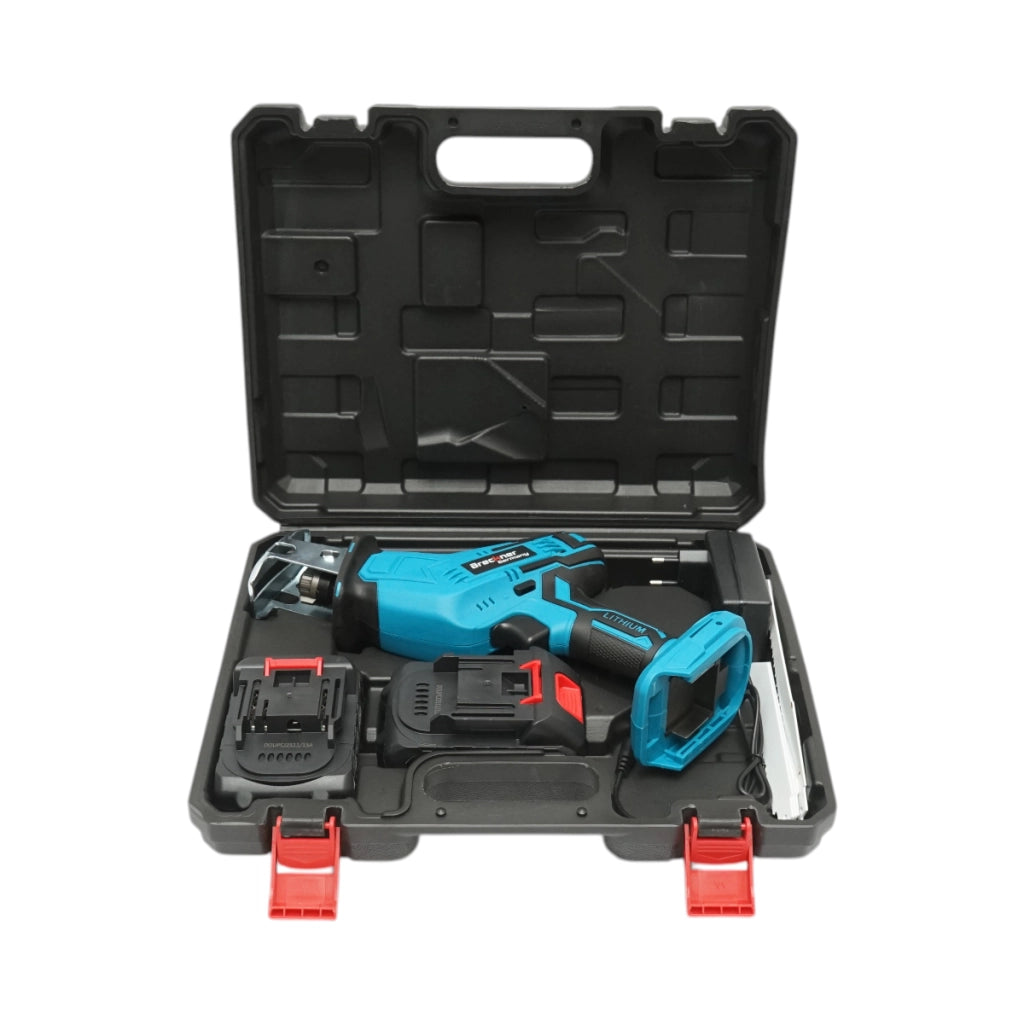 Sega elettrica a sciabola con 2 batterie 21V, 1.5Ah agli ioni di litio, LED, corsa 20mm, 0-3000 giri/min, 3 lame per legno, metallo e plastica. Breckner Germany