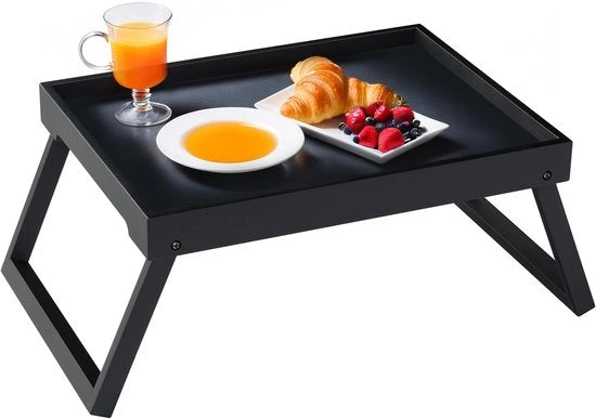 Tavolo da Caffè in Bambù con Gambe Ripiegabili - Ideale per la Colazione in Letto - 1 pezzo - Naturale