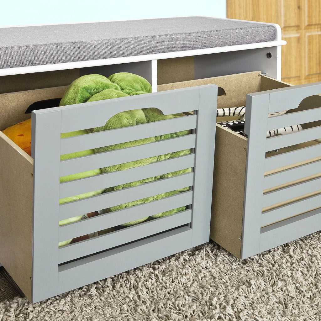 SoBuy Panca scarpiera ingresso con seduta con Contenitore per legna da interno L105xP35xA43 cm grigio FSR23-HG