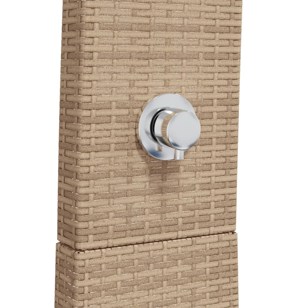 Doccia da esterno beige 55 x 60 x 224 cm resina intrecciata e legno di acacia beige 02_0042032