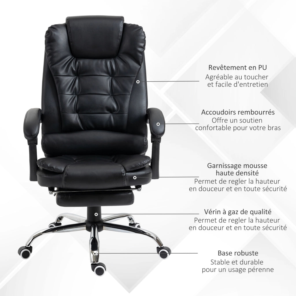 Poltrona da ufficio reclinabile girevole ¨C Zephmum ¨C Nero 64.5x69x117 cm