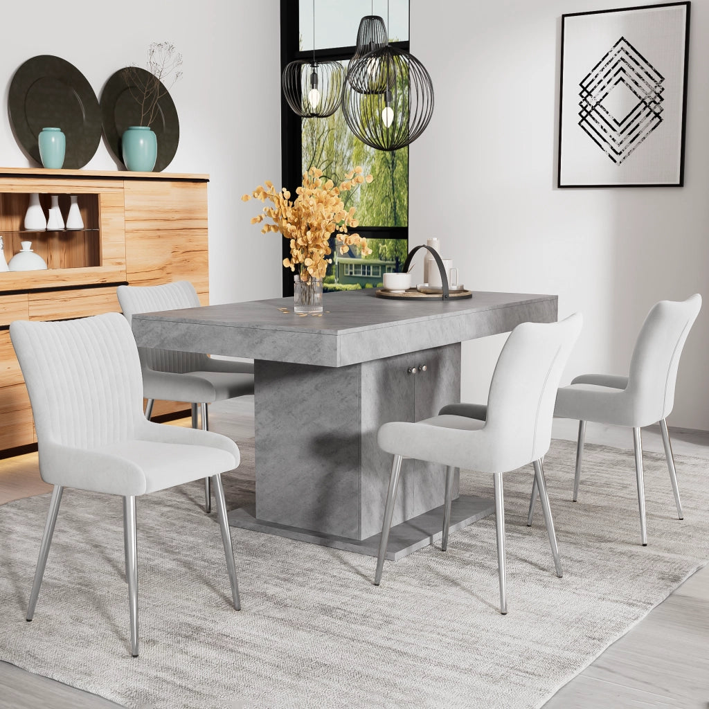 SEDIA DA SALA DA PRANZO in velluto grigio Set da 4 pezzi