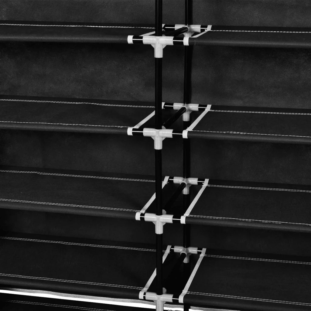Scarpiera con scaffale per 30 paia di scarpe tessuto nero 2002040