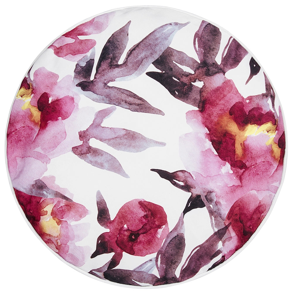 Set di 2 cuscini da giardino in poliestere bianco e rosa con motivo floreale 40 cm Rotondi Moderno per esterni Resistente all'acqua