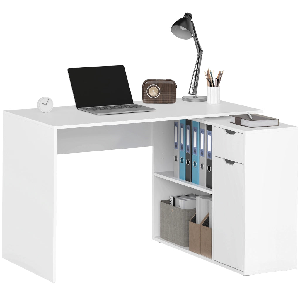 Scrivania con cassetti e ripiani aperti ¨C zephmum ¨C Legno, Bianco