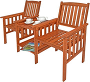 Deuba CASARIA® Panchina da Giardino in Legno Acacia Resistente alle Intemperie con Tavolo Portaoggetti a 2 Posti 320kg 164x63cm Panca da Esterno Terrazza