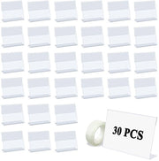 Sostegno per etichetta prezzi trasparente 30 pezzi - 7,5x6x2,8cm - Display per etichette prezzi - Supporto per etichette prezzi trasparente