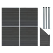 Pannelli Recinzione x4, Elemento Angolare & 6 Pali Metallo 185cm Grigio