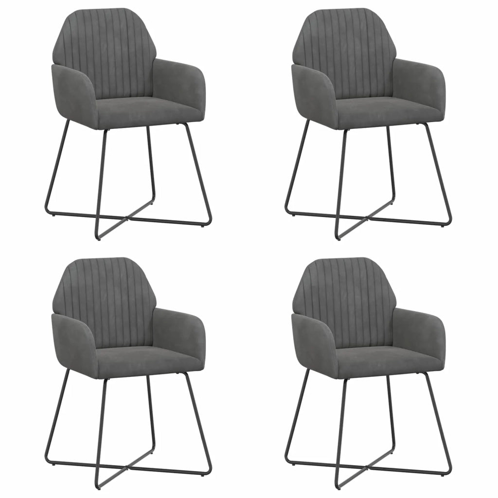 Sedie da pranzo 4 pz Velluto Grigio Scuro 55 x 50 x 84 cm 3428374