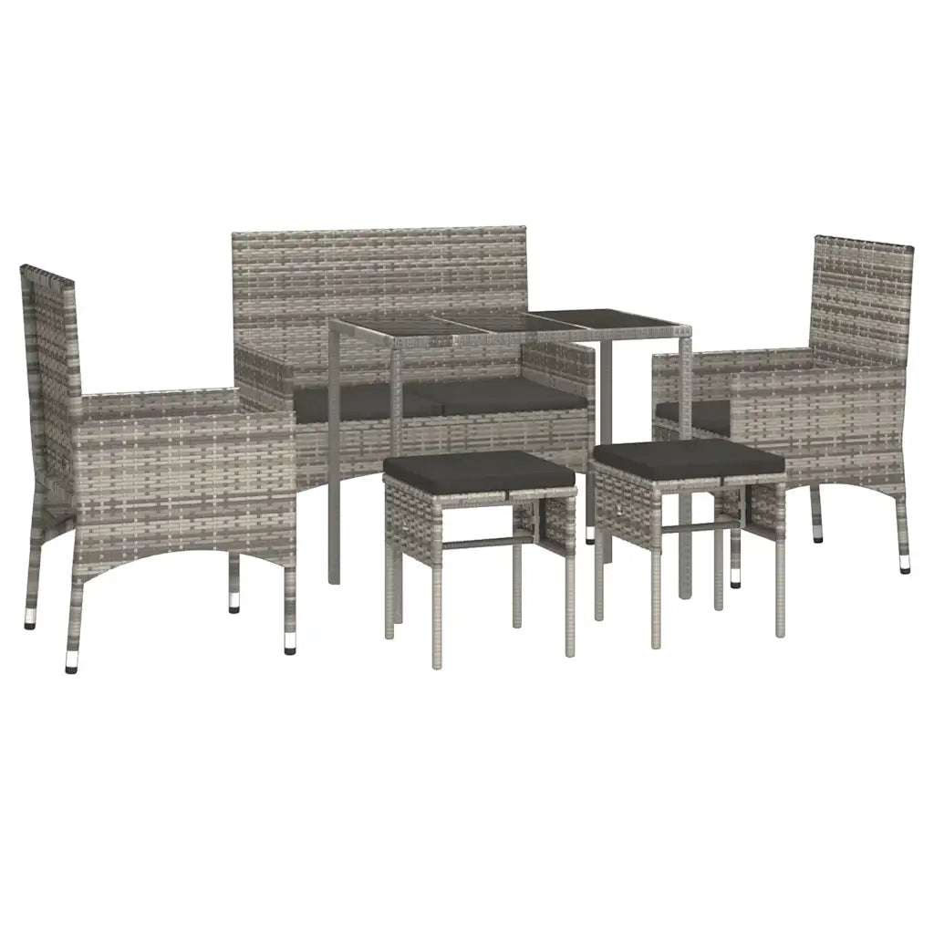 Set Divani da Giardino 6 pz | Set Salotto da Giardino con Cuscini in Polyrattan Grigio