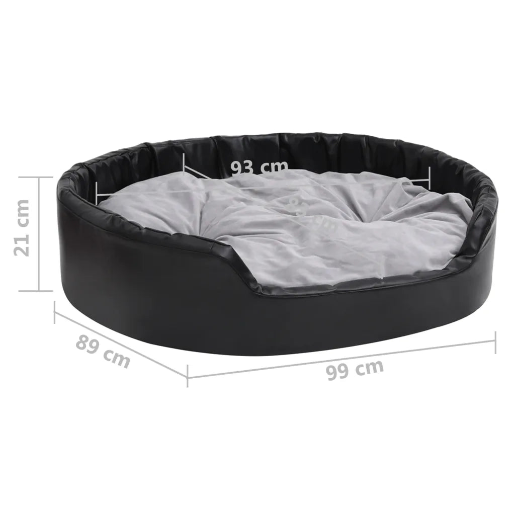 Lettino per Cani Nero e Grigio 99x89x21 cm Peluche e Similpelle 171256