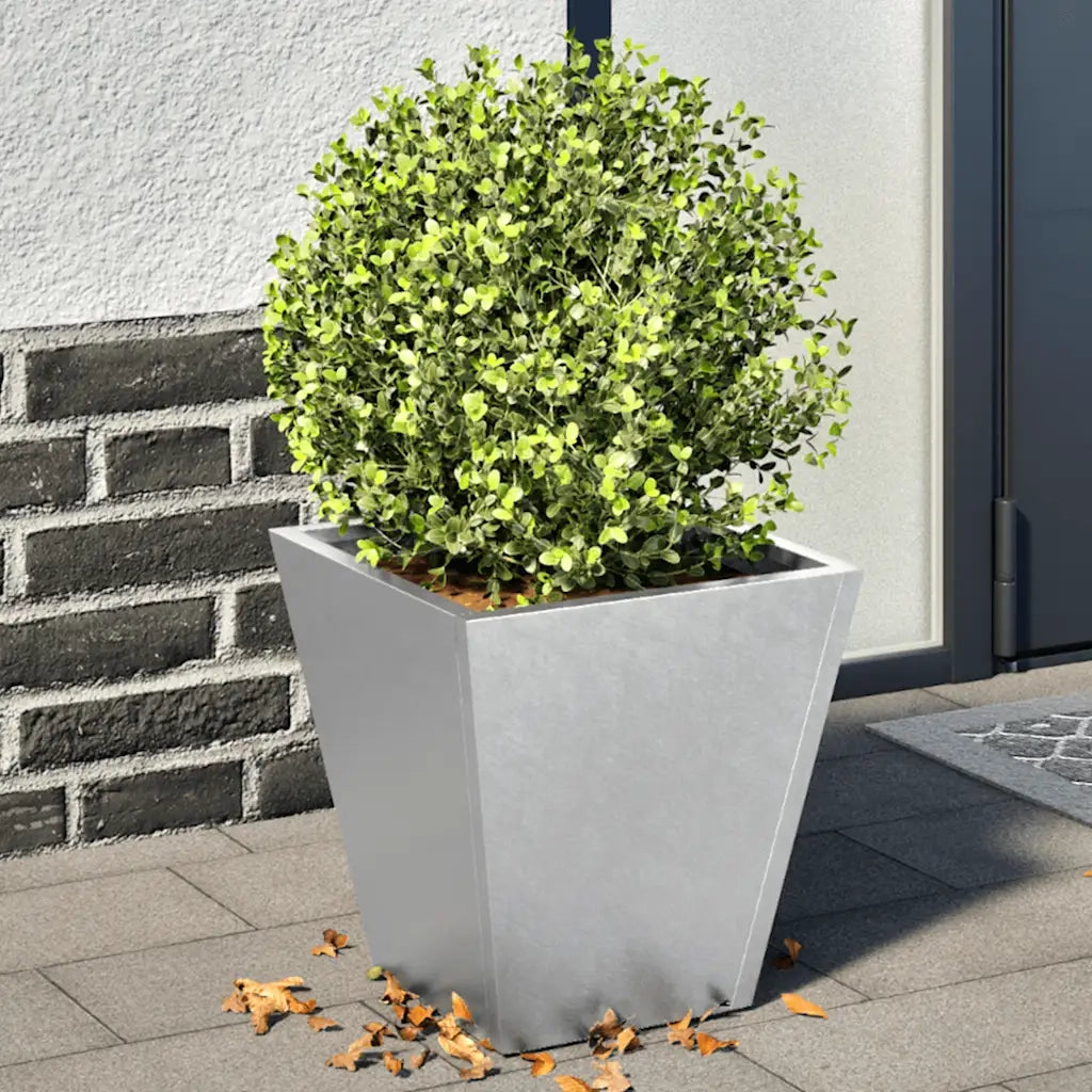 2 pz Fioriere | Cassetta per fiori | Vaso da Giardino 30x30x30 Grigie in Acciaio Zincato
