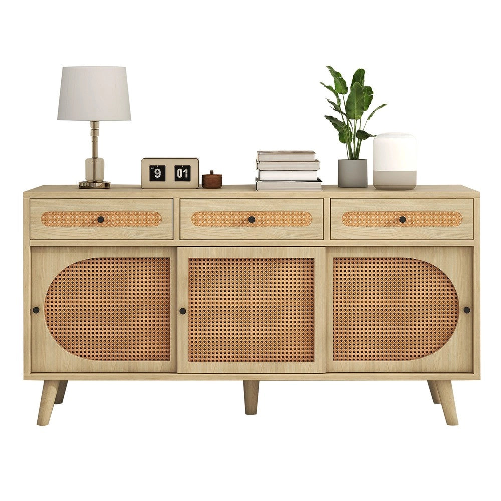 Credenza legno con ante scorrevoli, cassetti e ripiani ¨C MINIMAL ¨C 140 cm