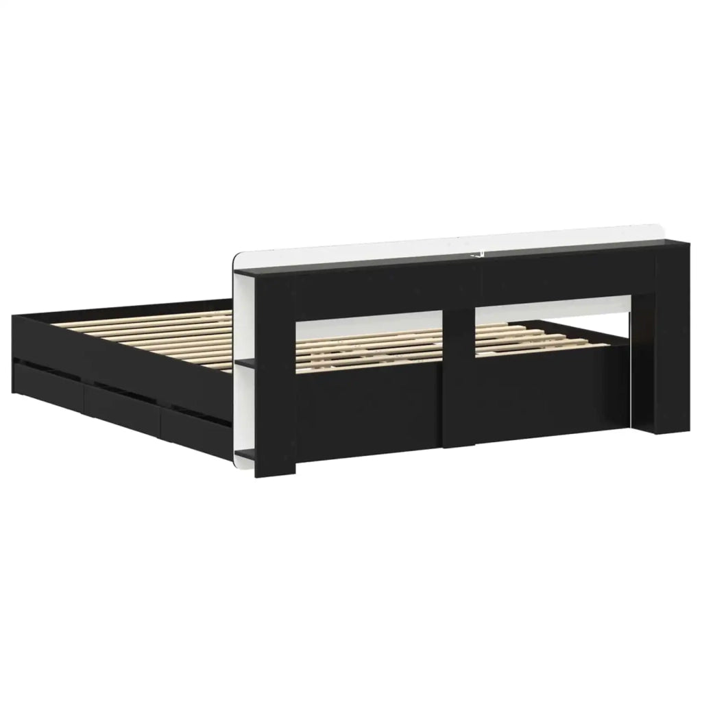 Struttura del letto con stoccaggio e testata Nero 180 x 200 cm 3433979