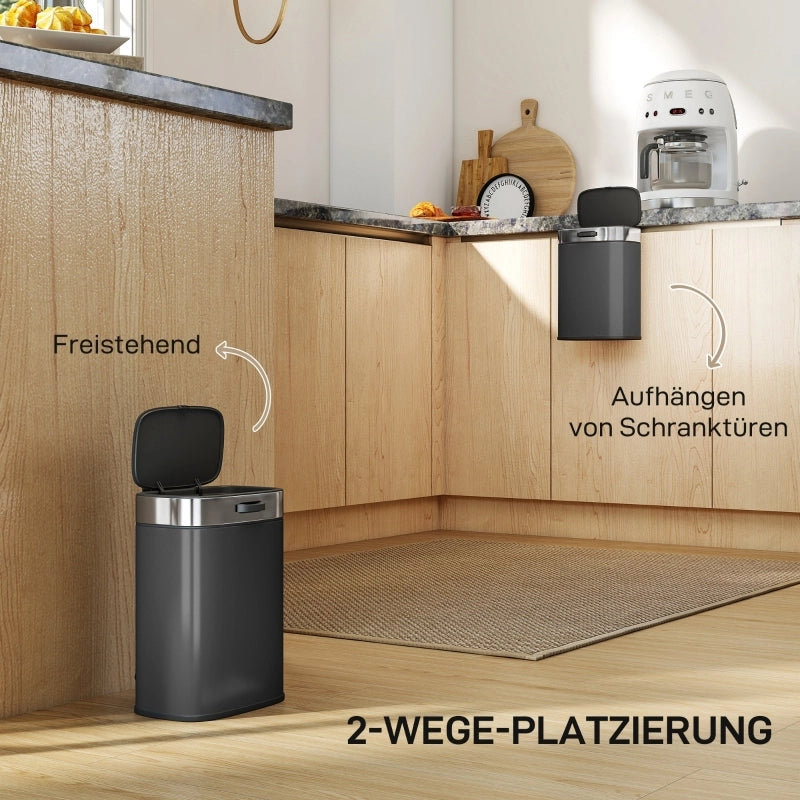 CESTINO RIFIUTI 5 L 21,5x19,5x30 cm Nero in acciaio inox