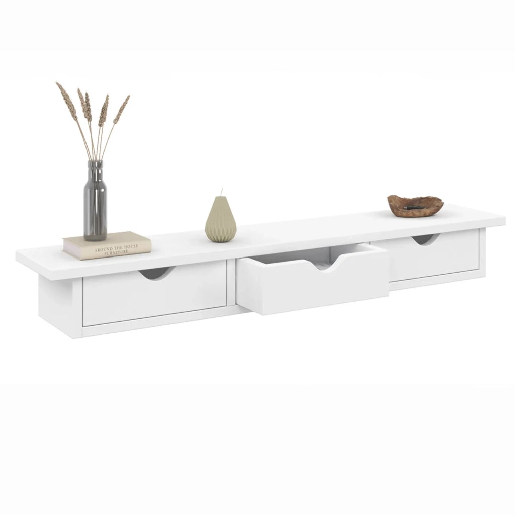 IDMarket - Estantería de pared LISE blanca de 3 cajones