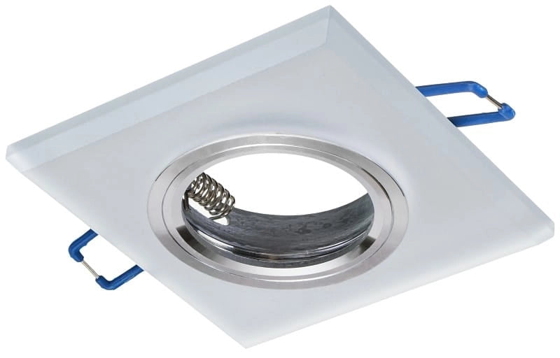 Faretto incasso quadrato bianco vetro/metallo GU10 40W Eko-Light