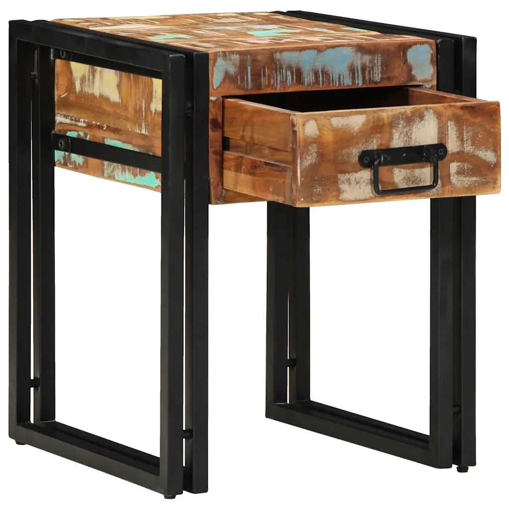 Tavolino-Tavolino da soggiorno-Tavolo 40 x 40 x 50 cm Legno massiccio recuperato e metallo