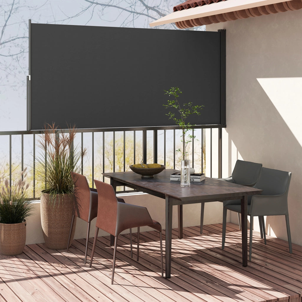 Paravento retrattile per esterno ¨C zephmum ¨C grigio scuro, alluminio, poliestere, 300x140 cm