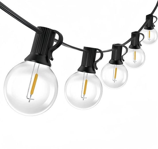 Cavo di illuminazione LED - Esterno - Giardino - Terrazza - Festa - Giardino posteriore - Terrazza - Evento ecc. - 15 m impermeabile - Protezione IP45 - Efficenza energetica Classe E - 15 m cavo di illuminazione - 25 + 2 punti di luce