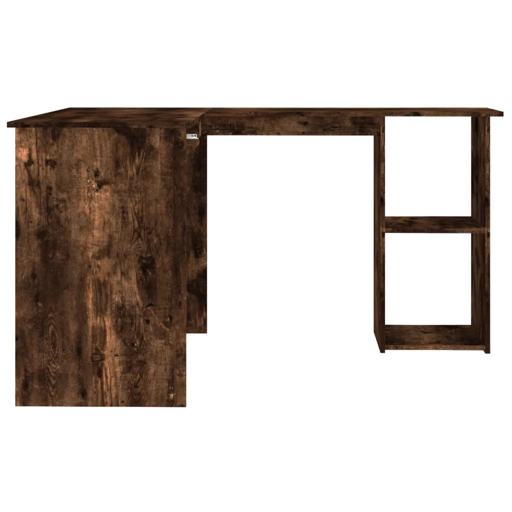 Scrivania | Tavolo da Ufficio Angolare Rovere Fumo 120x140x75 cm Legno Multistrato